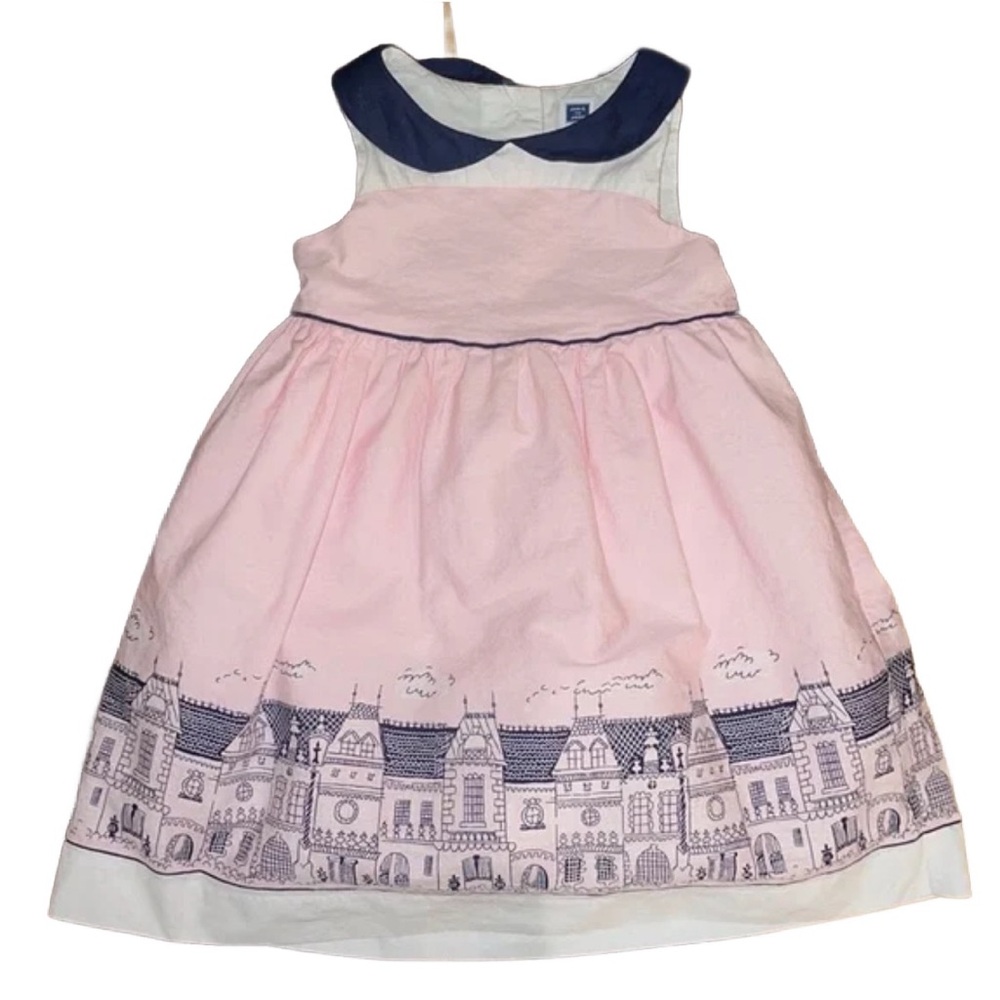 Janie and Jack Pink Dress with Navy Trim